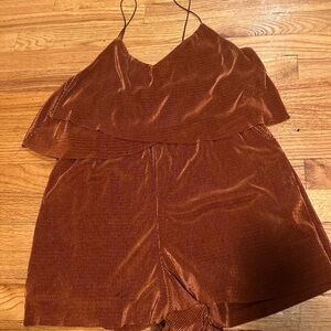 Silence and Noise Spaghetti strap brown ribbed romper size M
